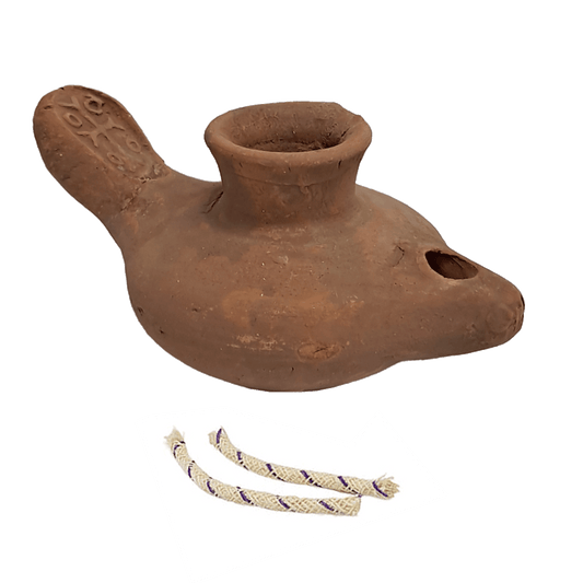 Crusader Clay Oil Lamp with Cross