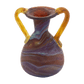 Amphoreus Phoenician glass vase with double handles amber purple brown and blue swirls