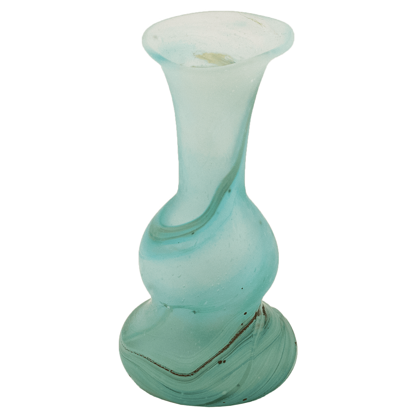 Phoenician glass bud vase blue with a thin brown swirl