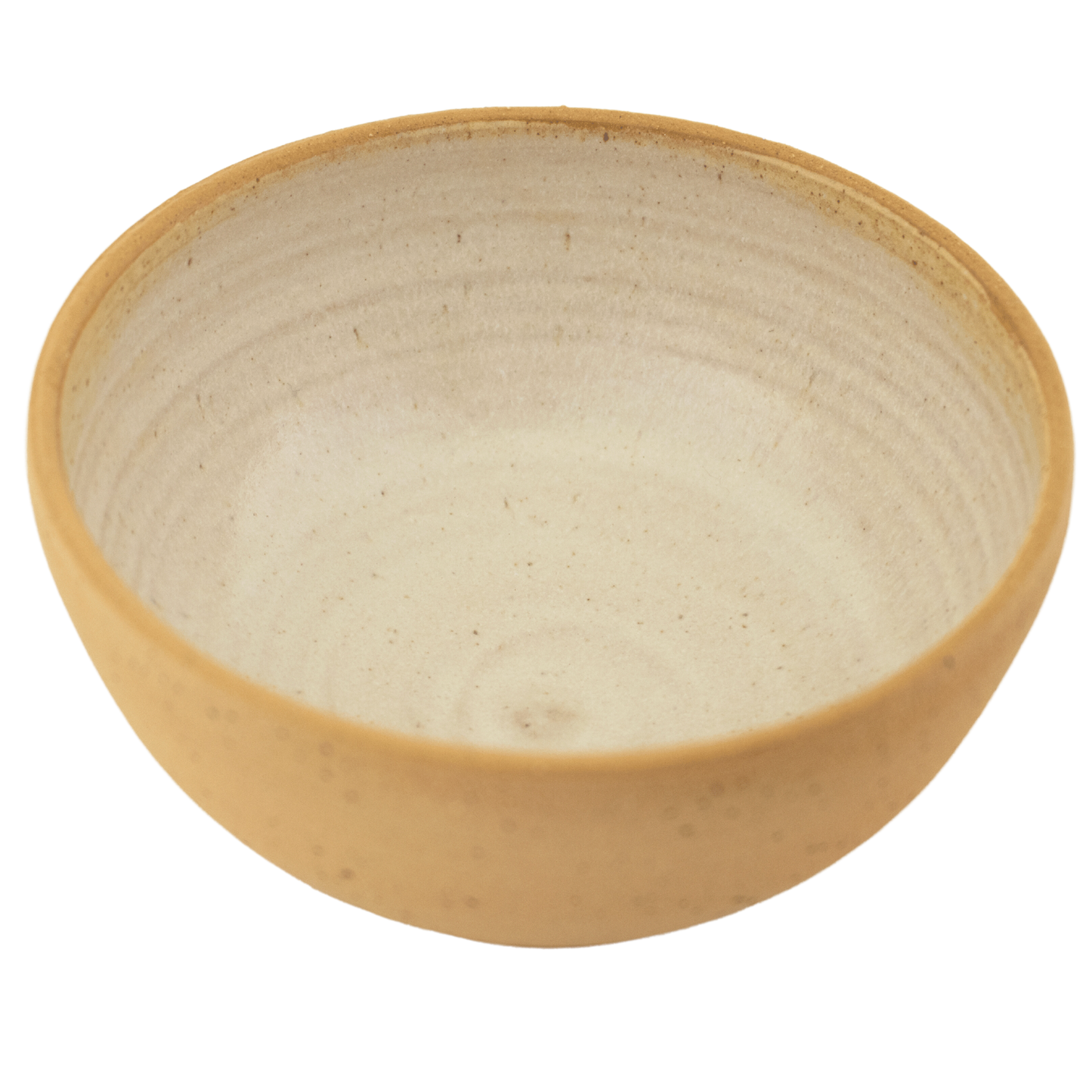 Handcrafted ceramic seafoam green and sand-colored bowl