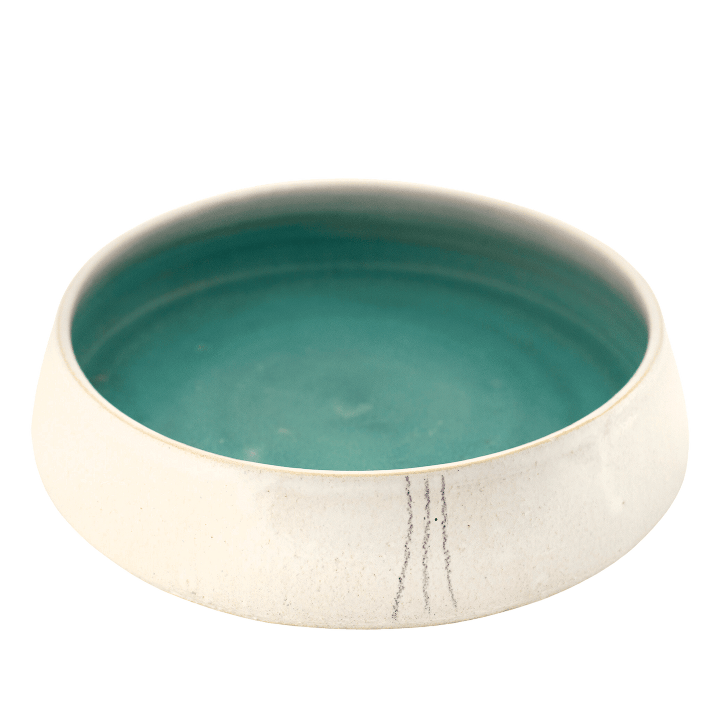 White and teal handcrafted ceramic serving dish