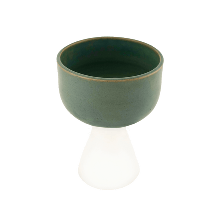 Handcrafted sage-colored ceramic kiddush cup