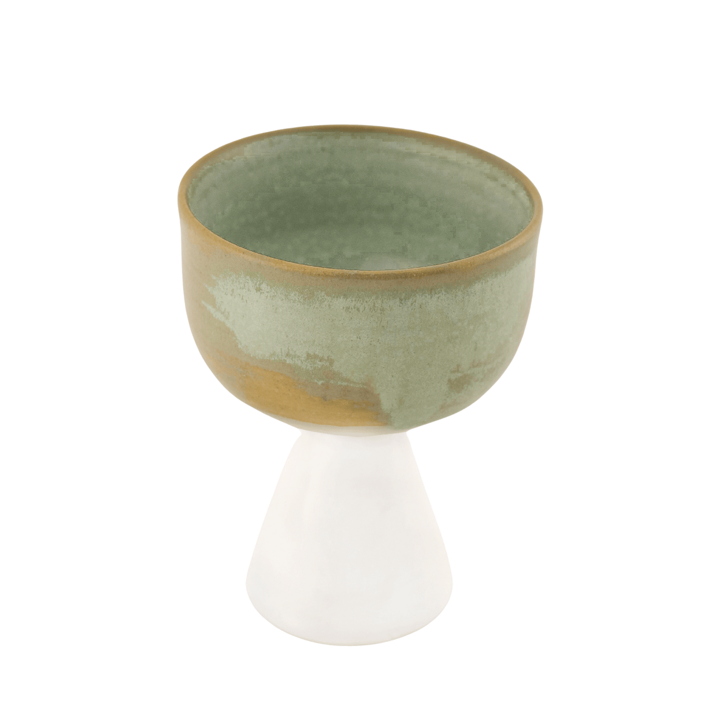 Handcrafted sand and seafoam-colored ceramic kiddush cup