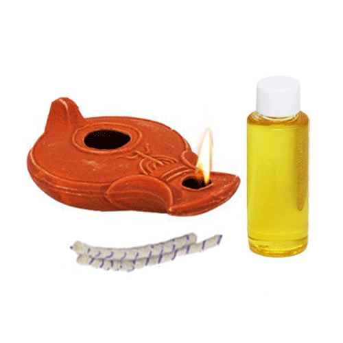 Clay Oil Lamp Replica Set - Jesus Period