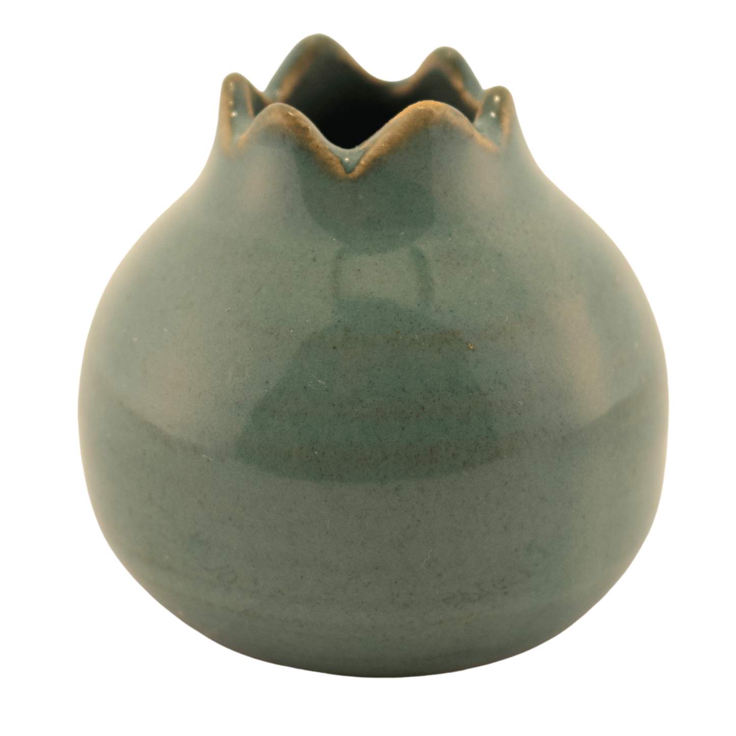 Handmade sage ceramic pomegranate-shaped toothpick holder