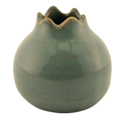 Handmade sage ceramic pomegranate-shaped toothpick holder