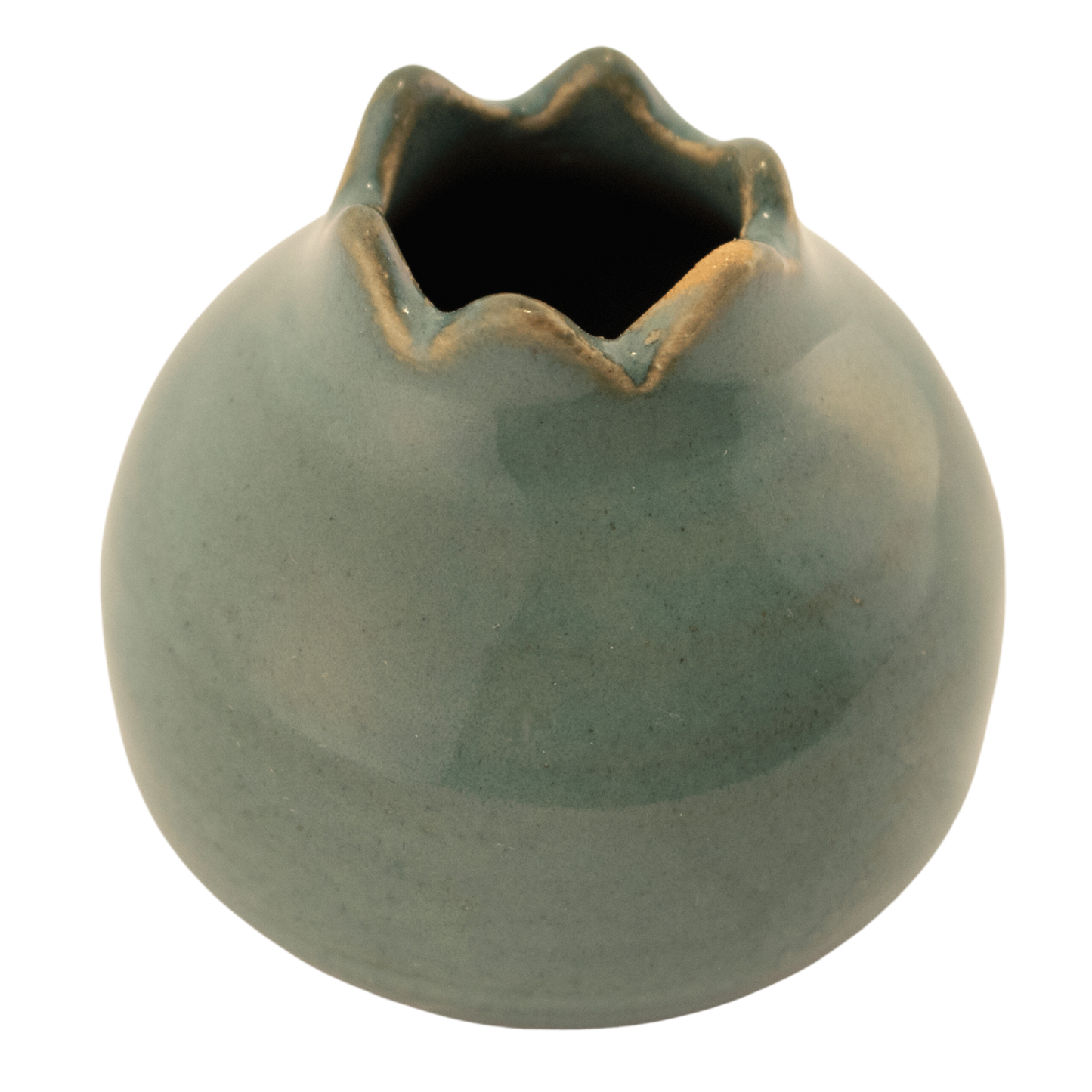 Handmade sage ceramic pomegranate-shaped toothpick holder