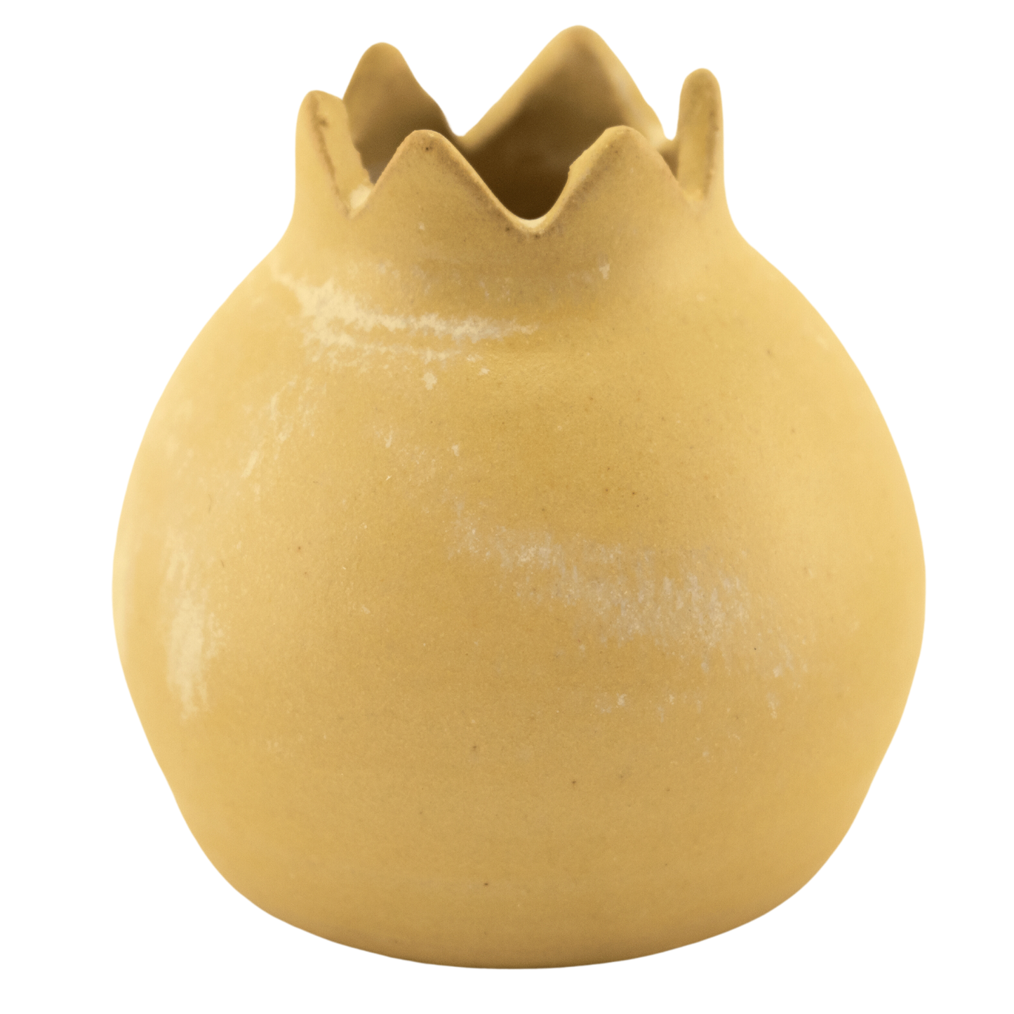 Handmade sand-colored ceramic pomegranate-shaped toothpick holder