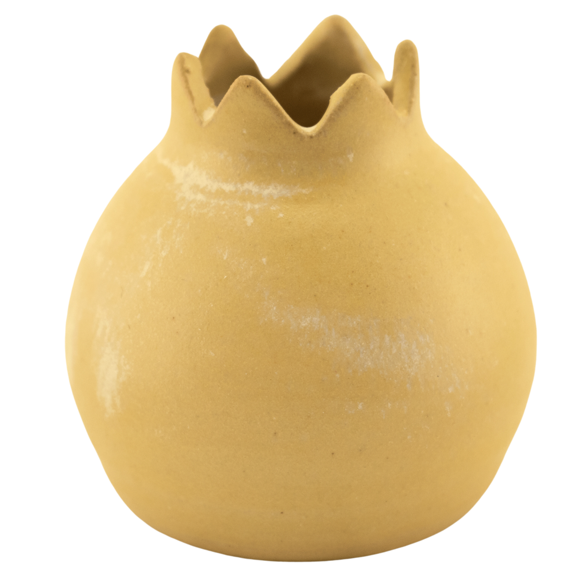 Handmade sand-colored ceramic pomegranate-shaped toothpick holder