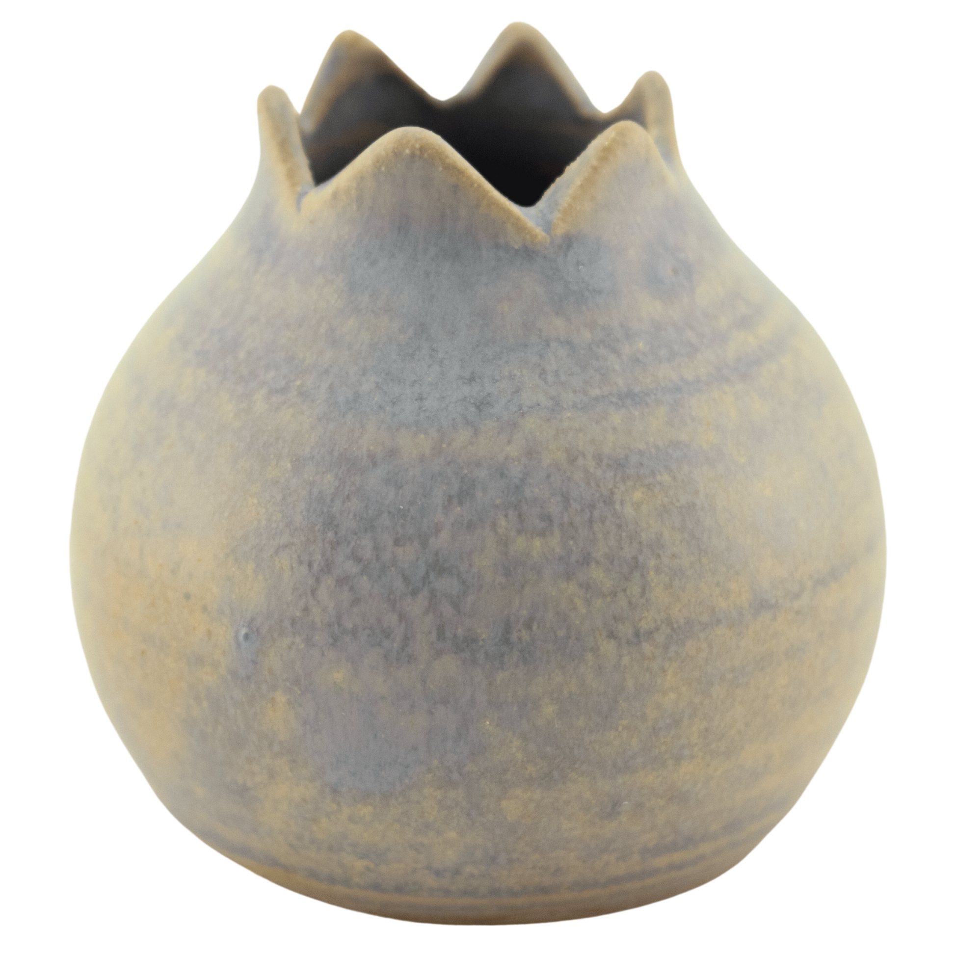 Handmade periwinkle ceramic pomegranate-shaped toothpick holder