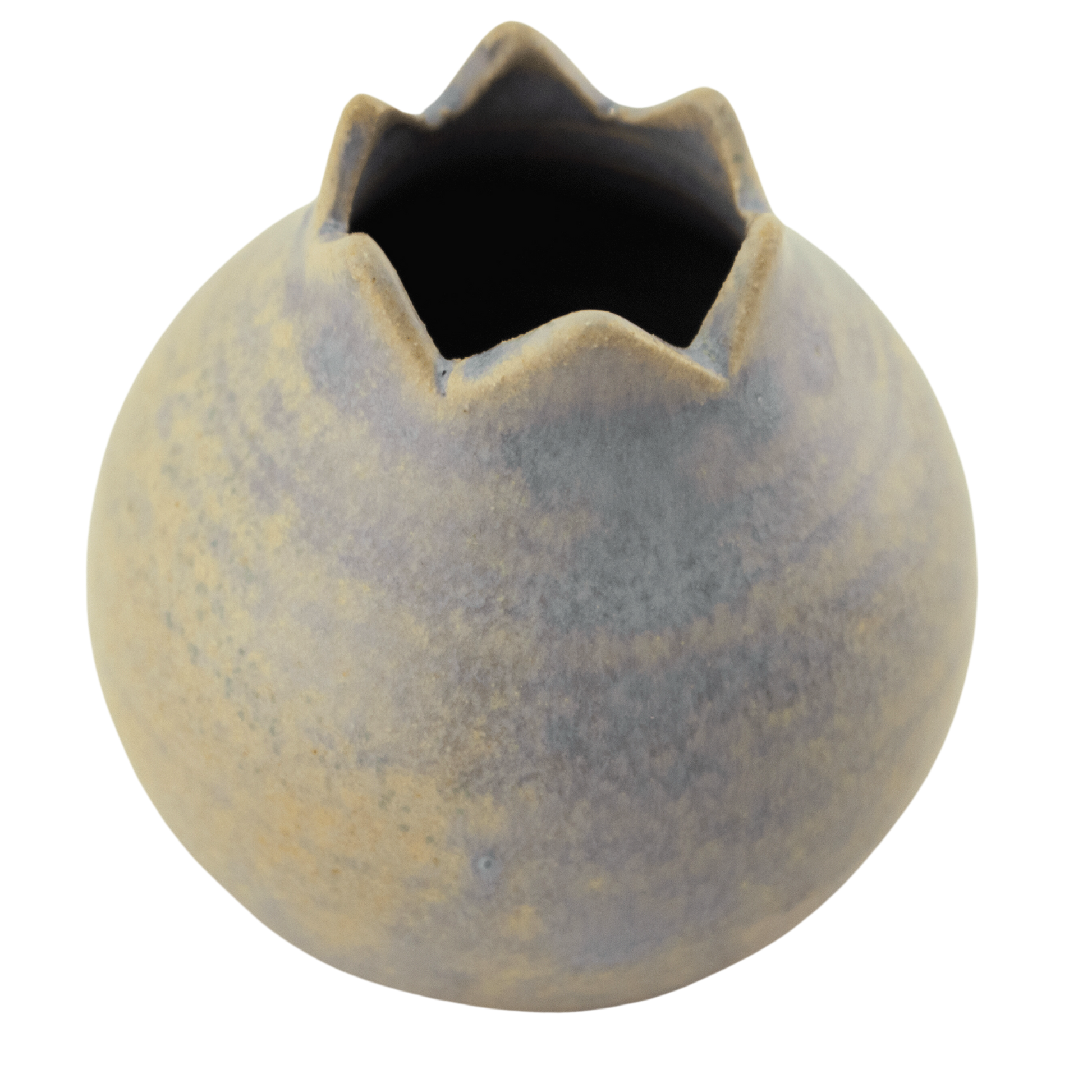 Handmade periwinkle ceramic pomegranate-shaped toothpick holder