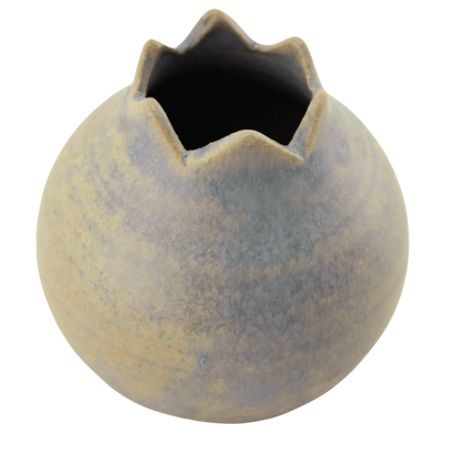 Handmade periwinkle ceramic pomegranate-shaped toothpick holder