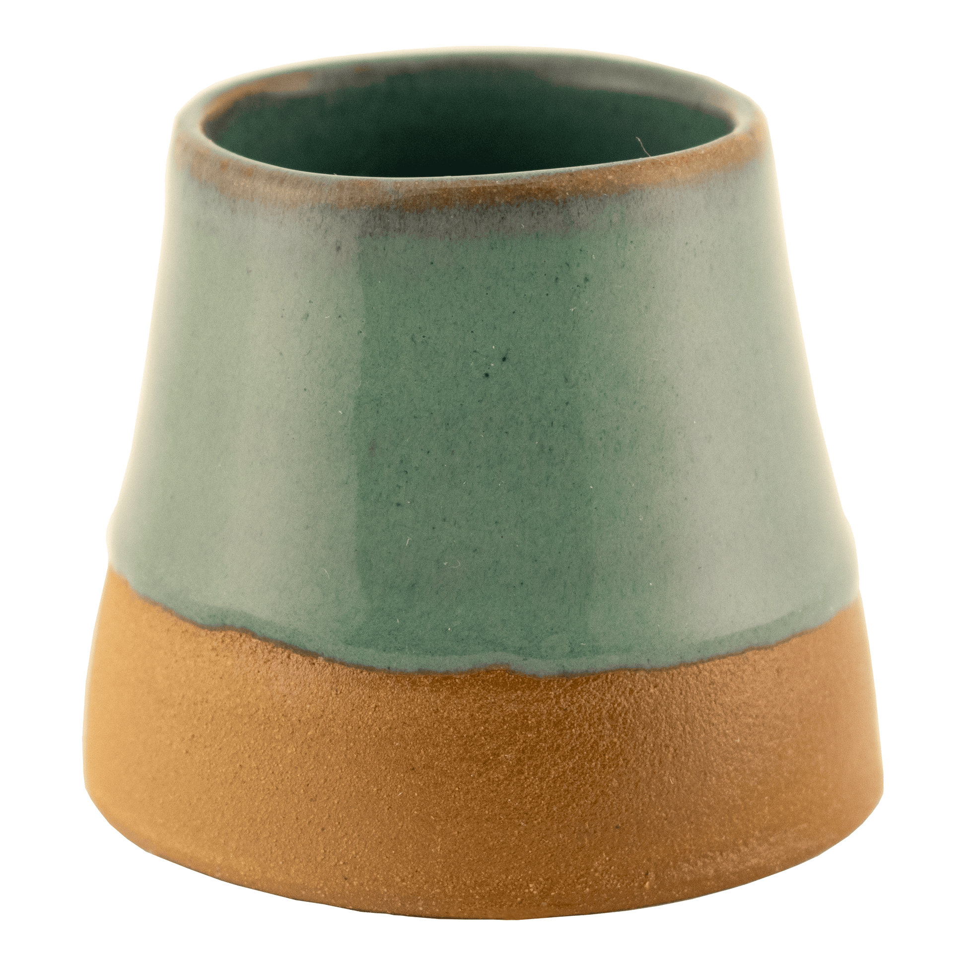 Sage ceramic partially glazed toothpick holder