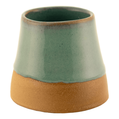 Sage ceramic partially glazed toothpick holder