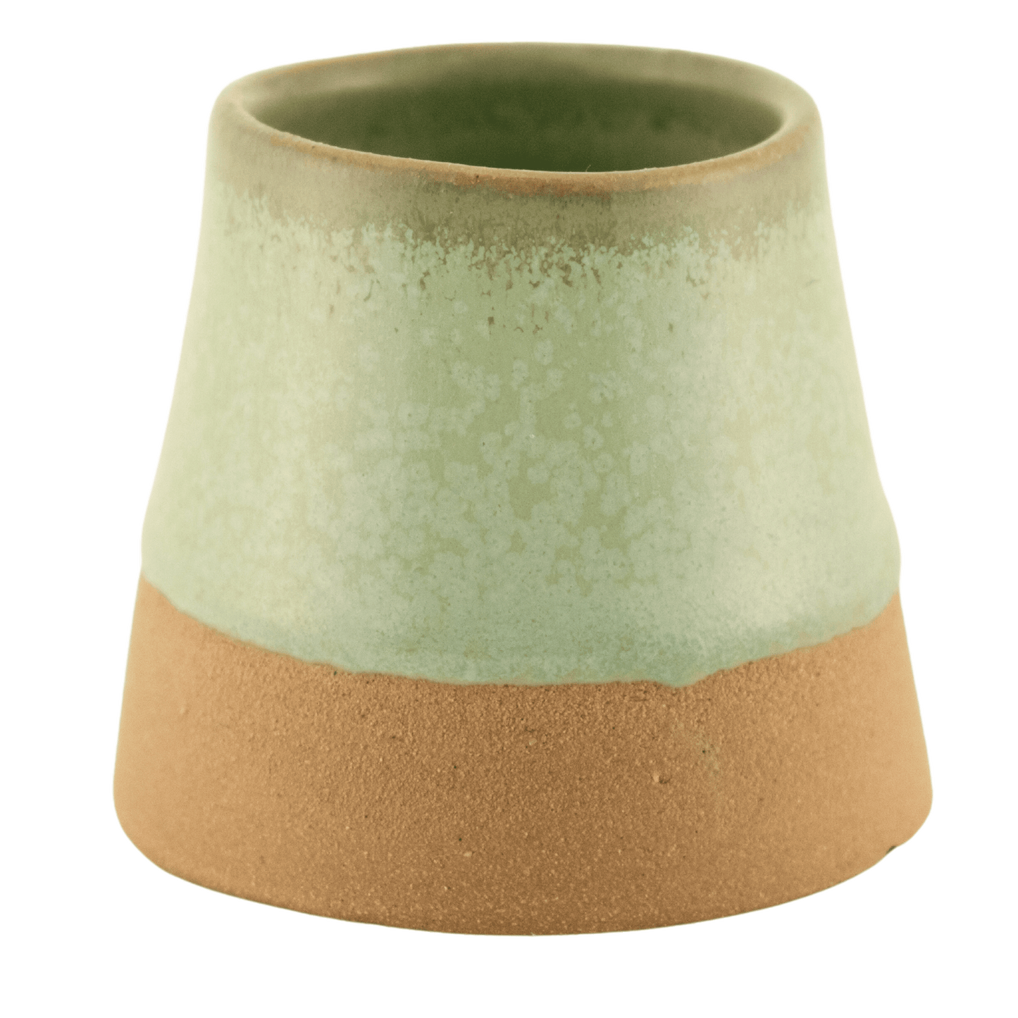 Seafoam green ceramic partially glazed toothpick holder