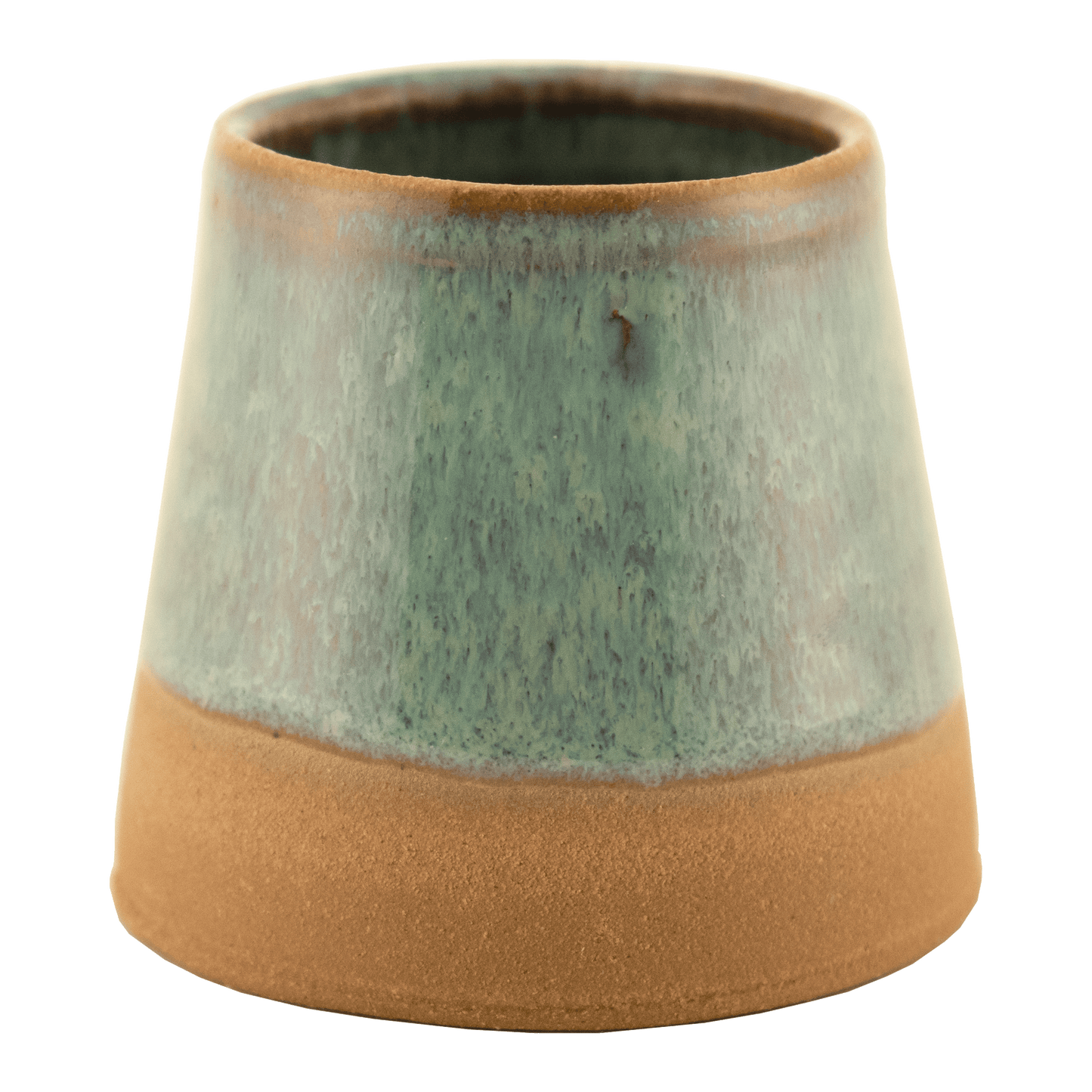 Deep teal ceramic partially glazed toothpick holder