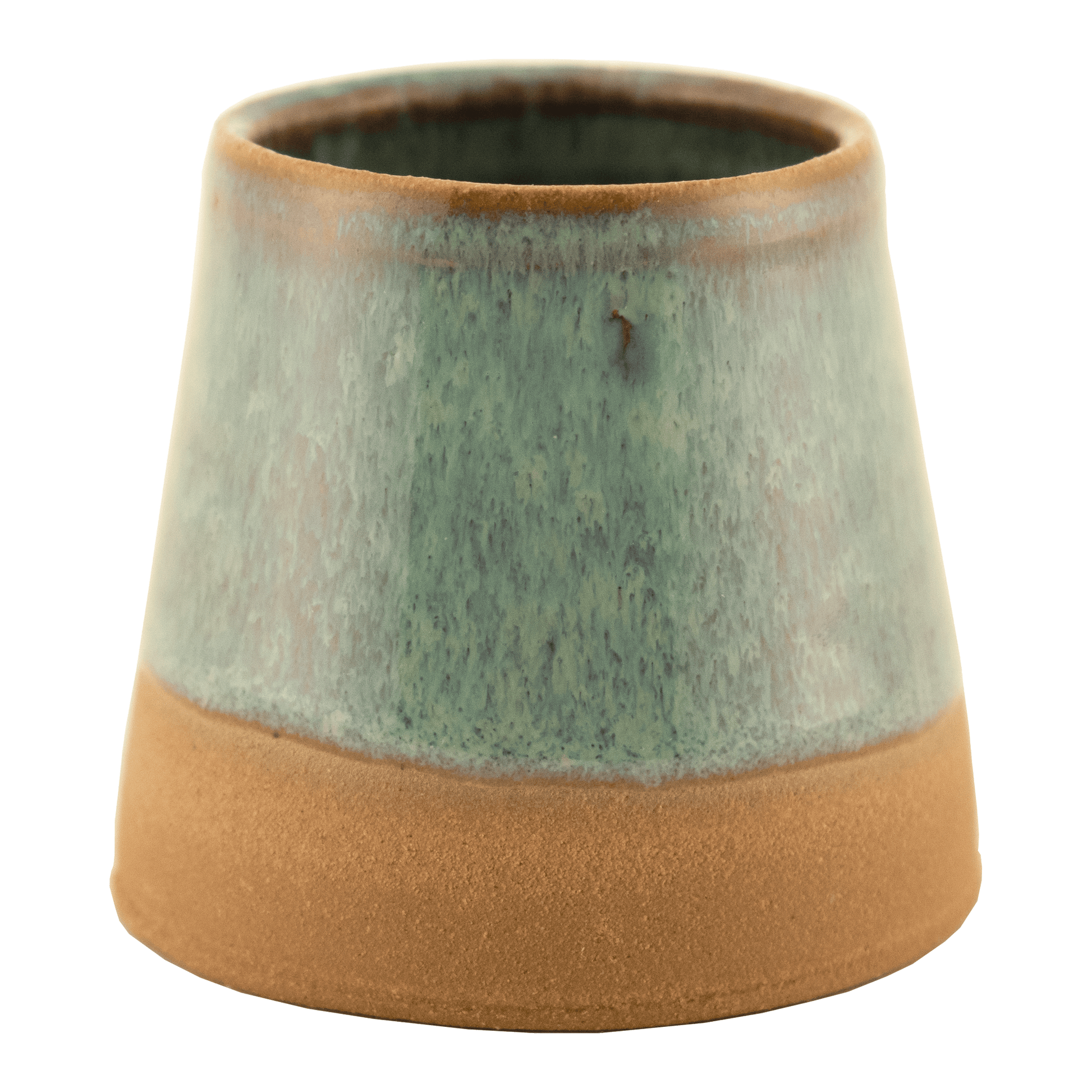 Deep teal ceramic partially glazed toothpick holder