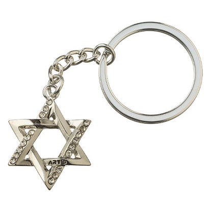 Star of David Keychain with Stone Inlay