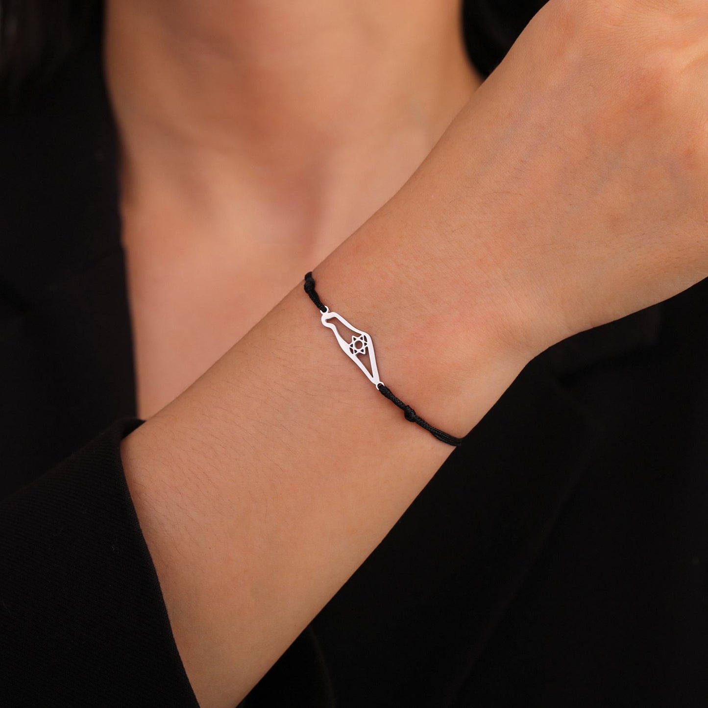 Star of David Israel Map Stainless Steel Bracelet
