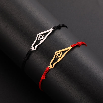 Star of David Israel Map Stainless Steel Bracelet
