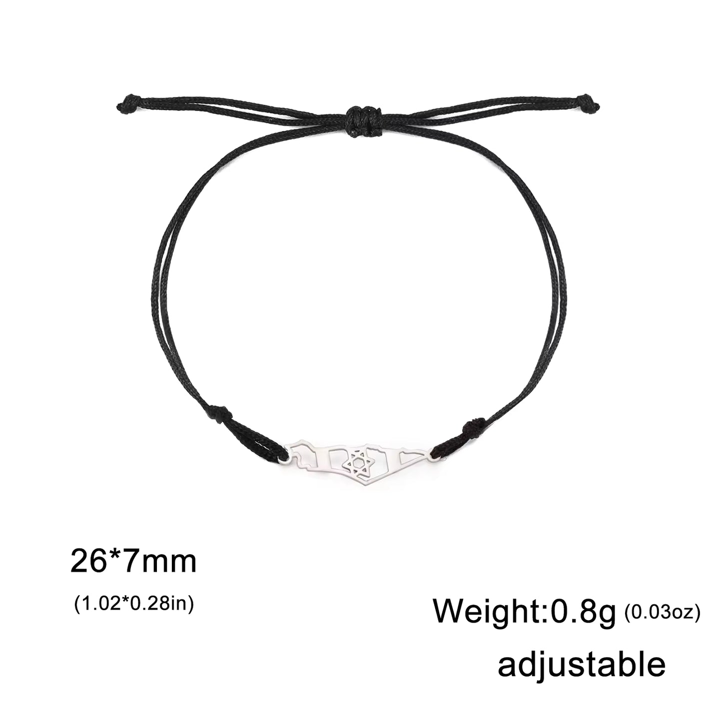 Star of David Israel Map Stainless Steel Bracelet