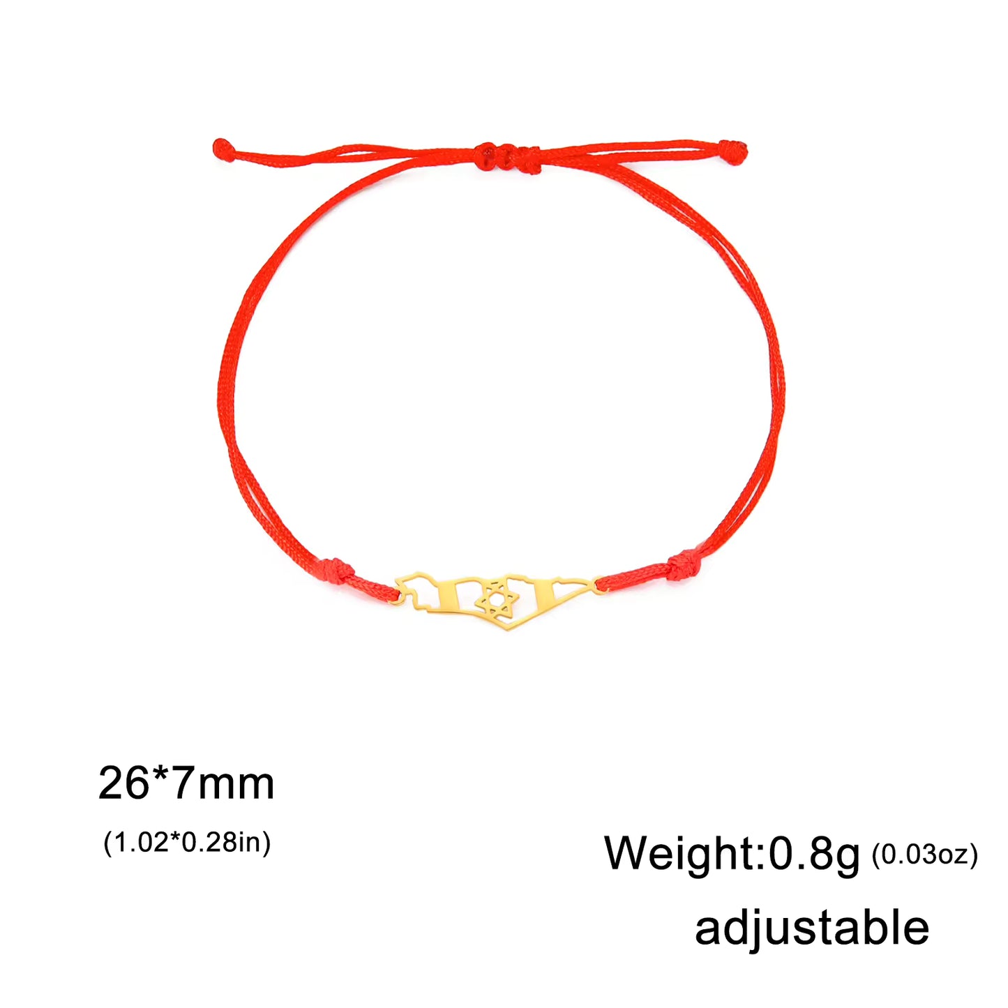 Star of David Israel Map Stainless Steel Bracelet