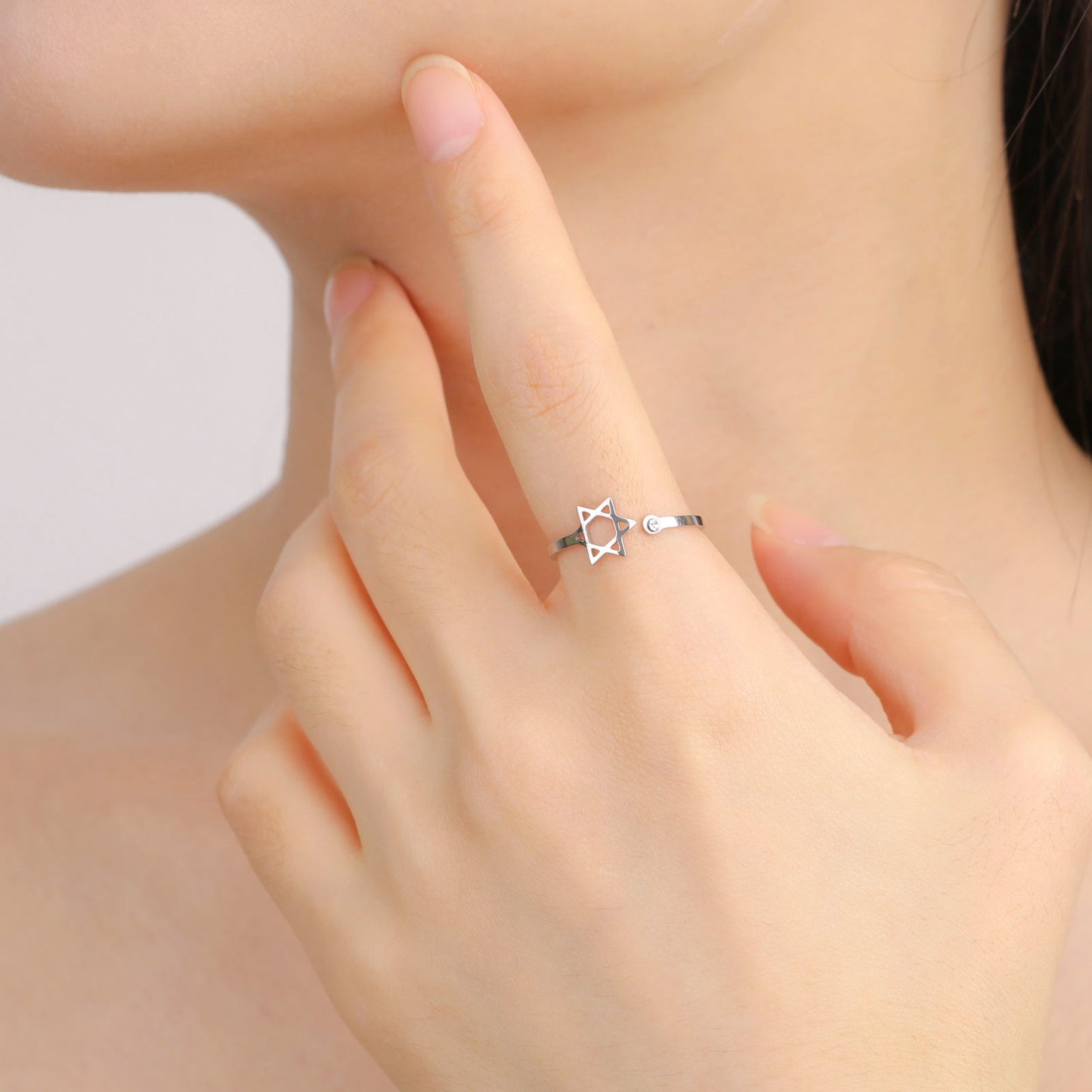 Star of David Open Stainless Steel Ring