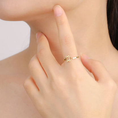 Star of David Open Stainless Steel Ring