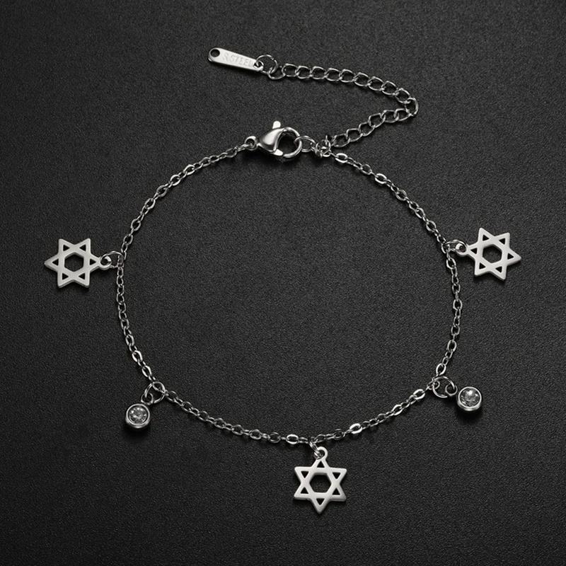 Star of David Stainless Steel Charm Bracelet