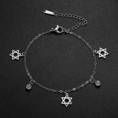 Star of David Stainless Steel Charm Bracelet