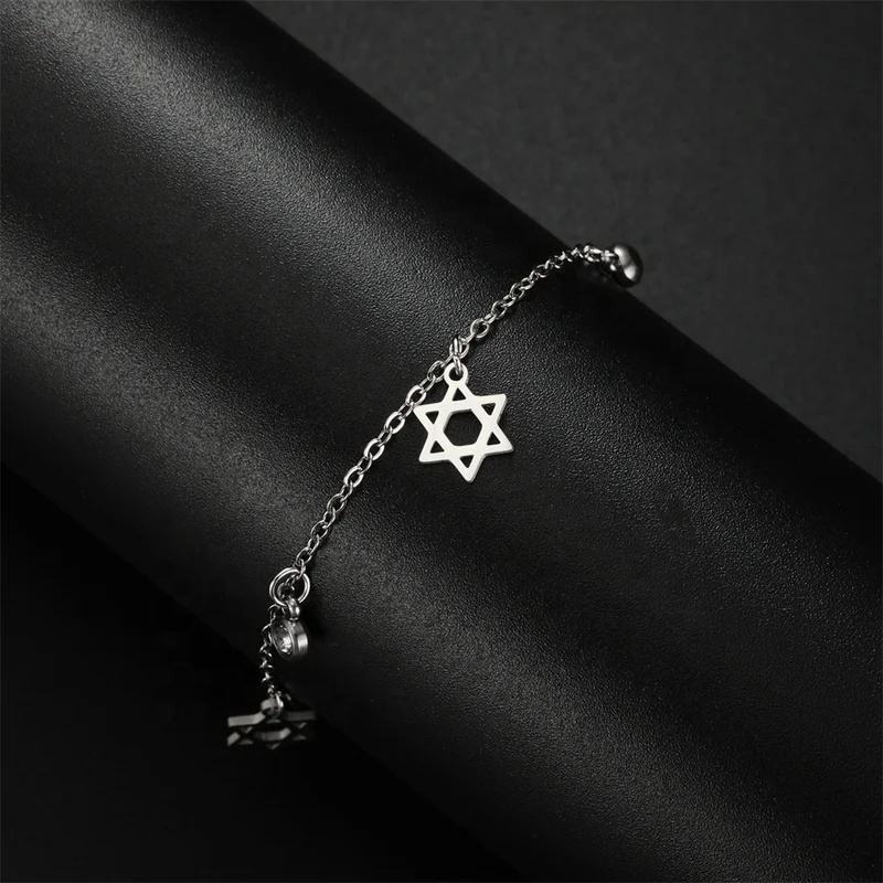 Star of David Stainless Steel Charm Bracelet