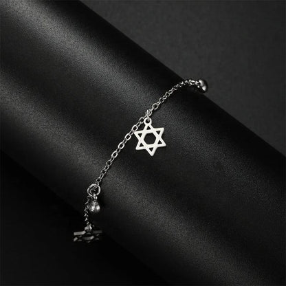 Star of David Stainless Steel Charm Bracelet