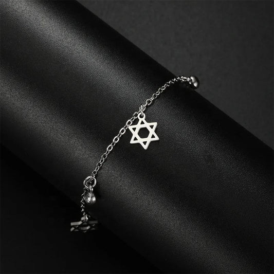 Star of David Stainless Steel Charm Bracelet