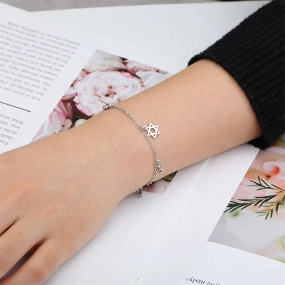 Star of David Stainless Steel Charm Bracelet