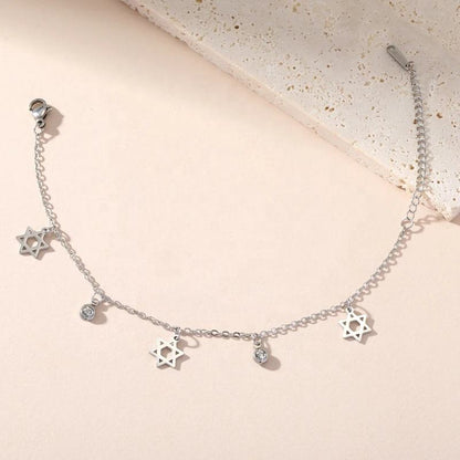Star of David Stainless Steel Charm Bracelet