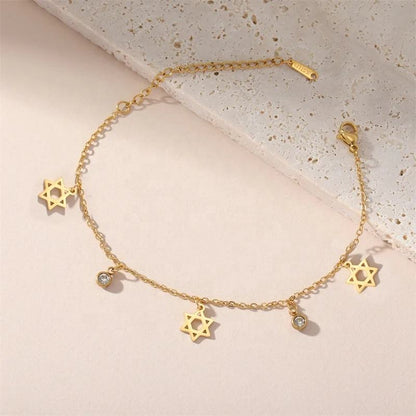 Star of David Stainless Steel Charm Bracelet