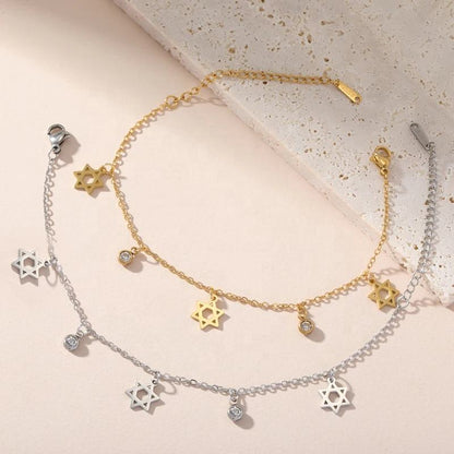 Star of David Stainless Steel Charm Bracelet