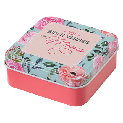 101 Bible Verses For Moms Coral Pink Scripture Cards in a Tin