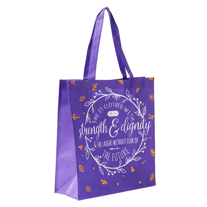 Strength and Dignity Tote Shopping Bag - Proverbs 31:25