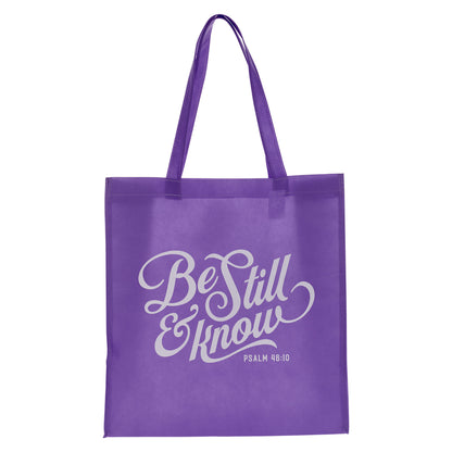 Be Still Lavender Shopping Tote Bag - Psalm 46:10
