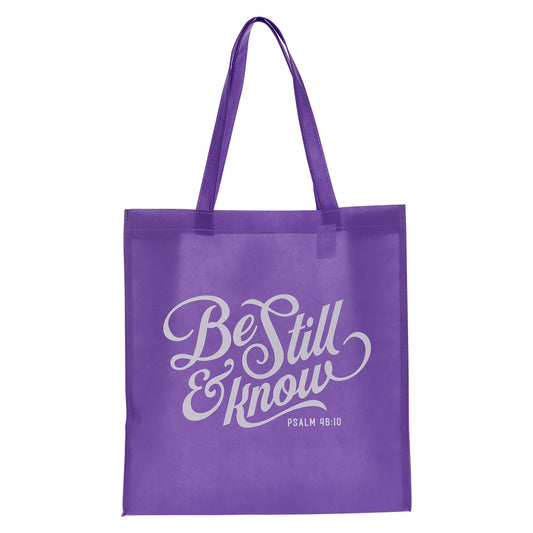 Be Still Lavender Shopping Tote Bag - Psalm 46:10