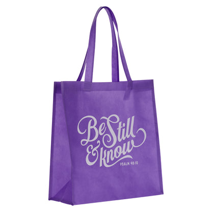 Be Still Lavender Shopping Tote Bag - Psalm 46:10