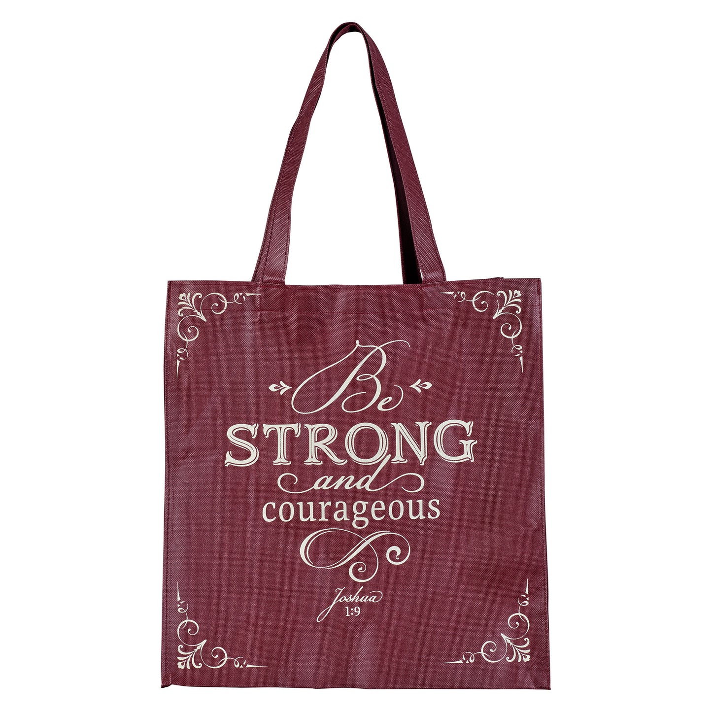 Strong and Courageous Topaz Pink Shopping Tote Bag - Joshua 1:9