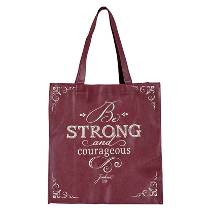 Strong and Courageous Topaz Pink Shopping Tote Bag - Joshua 1:9