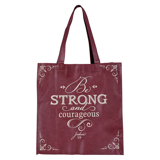 Strong and Courageous Topaz Pink Shopping Tote Bag - Joshua 1:9
