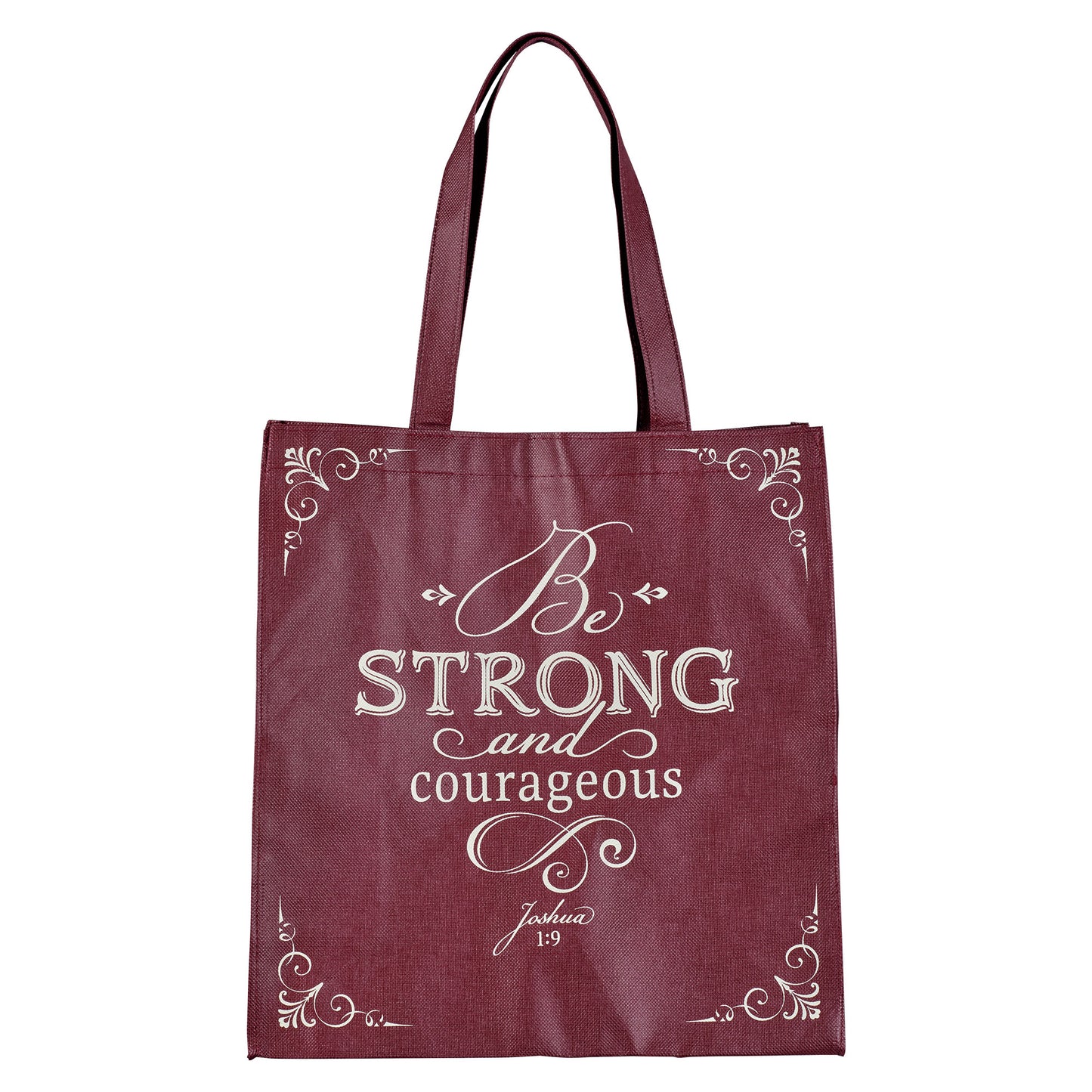 Strong and Courageous Topaz Pink Shopping Tote Bag - Joshua 1:9