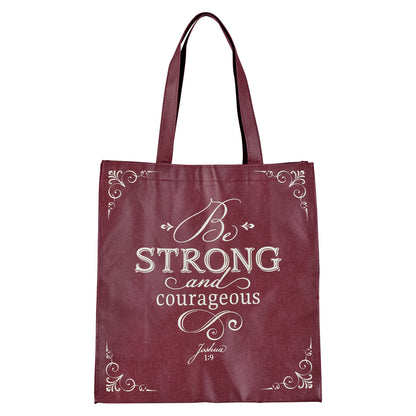 Strong and Courageous Topaz Pink Shopping Tote Bag - Joshua 1:9