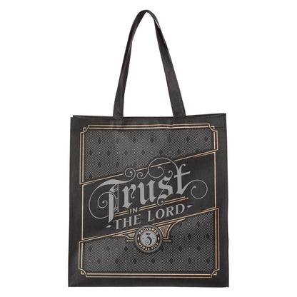 Trust in the Lord Charcoal and Gold Reusable Non-woven Shopping Tote Bag -Proverbs 3:5