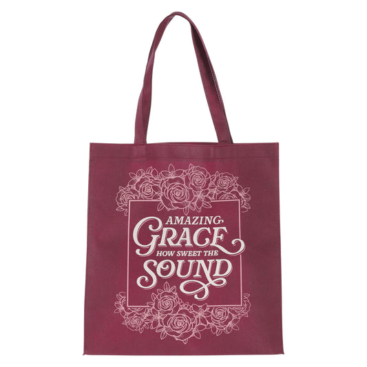 Amazing Grace Burgundy Reusable Non-woven Shopping Tote Bag