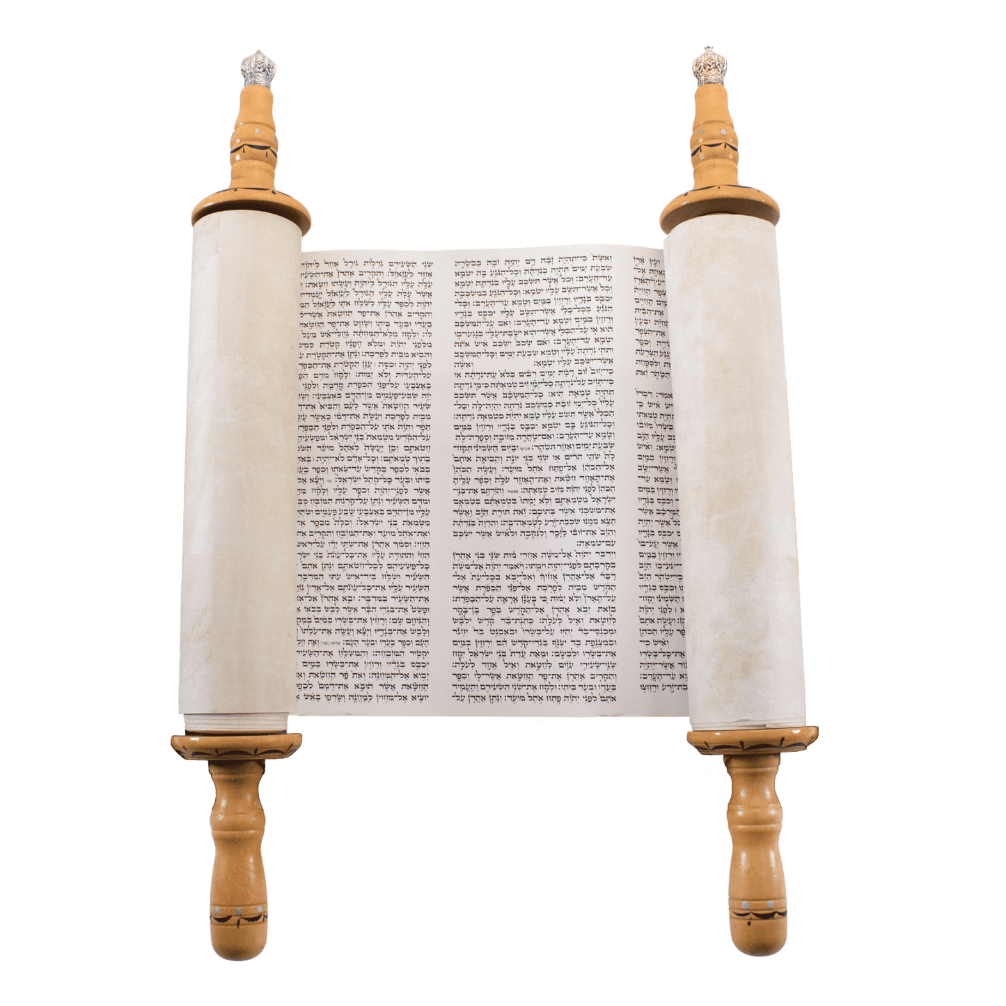 Large Torah scroll with an embroidered navy blue velvet cover